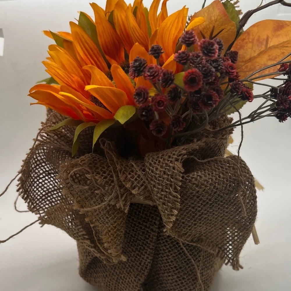 Rustic Sunflower Burlap Vase